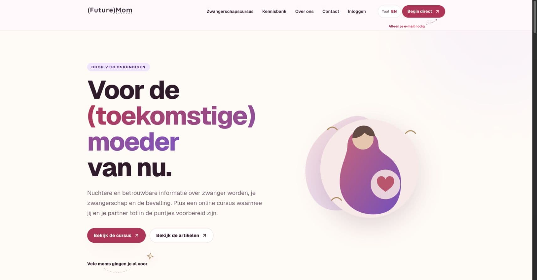 The renewed Future Mom Academy website
