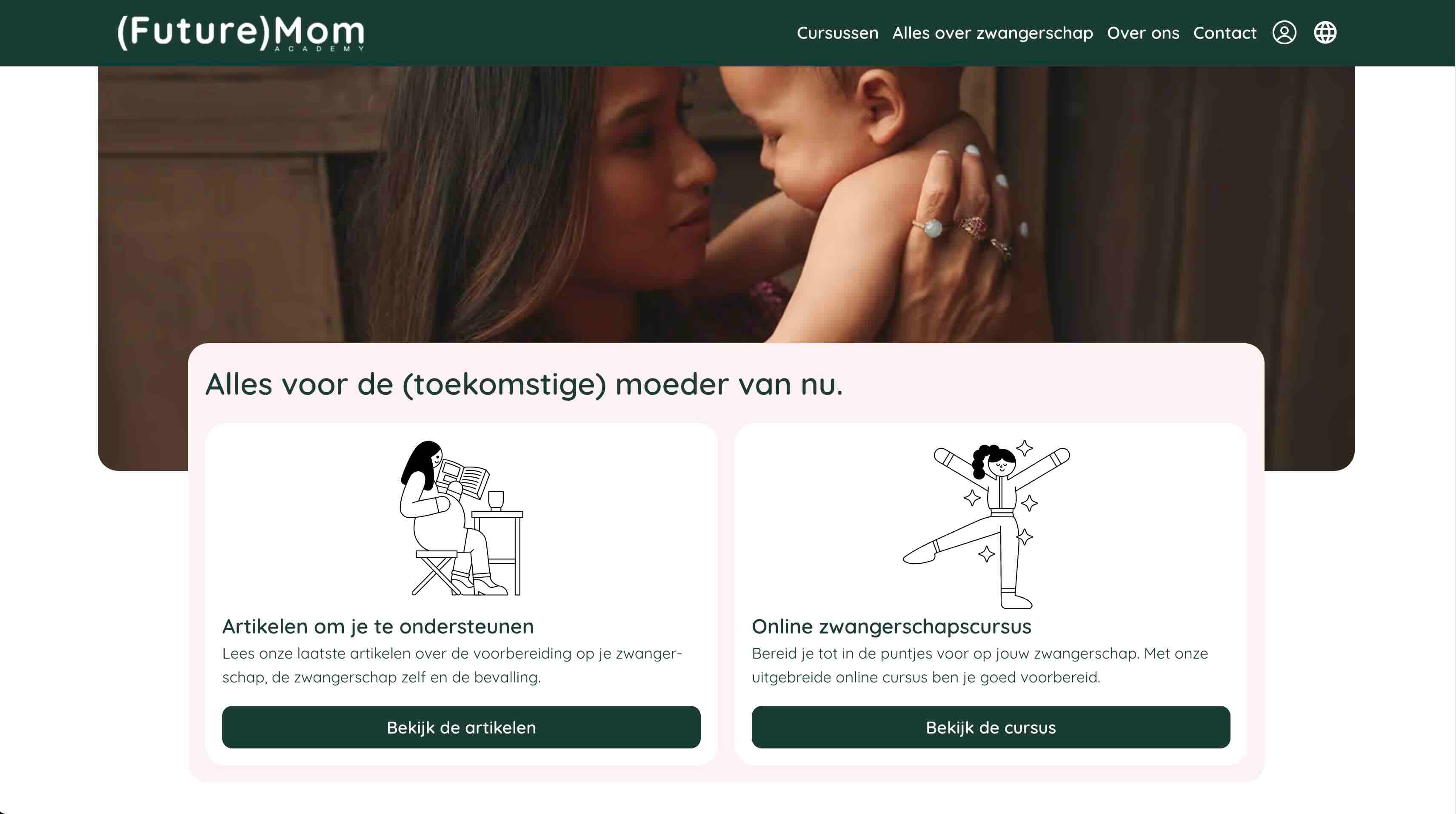 The old Future Mom Academy homepage
