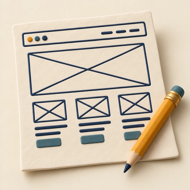 A website design drawing with a pencil