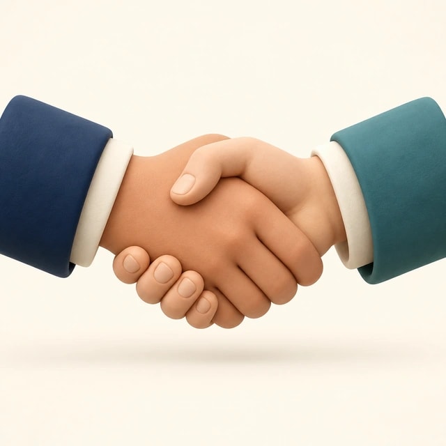 Two hands shaking at the first meeting